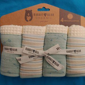 Rabbit + Bear Organic Washcloths, 4 pack